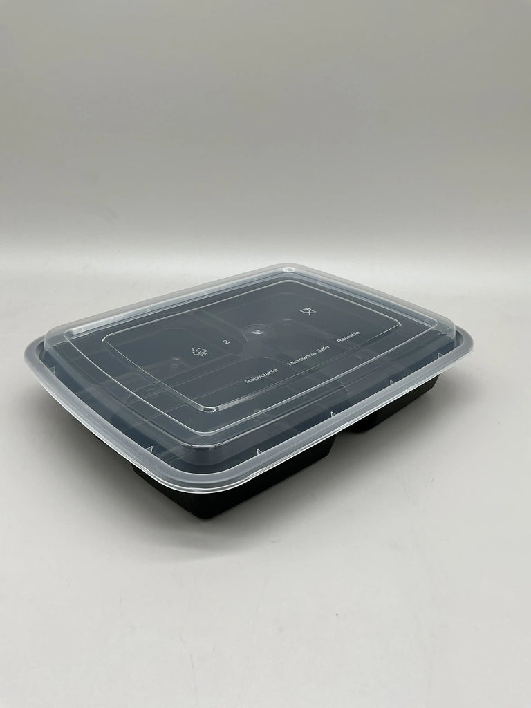 33 OZ (3 COMP) PP RECTANGLE FOOD CONTAINER W/LID