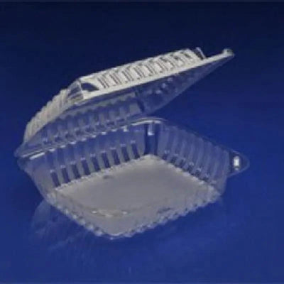 Sol-Pak 8x8 1-Compartment PP Clear Hinged Food Container (Case of 250)