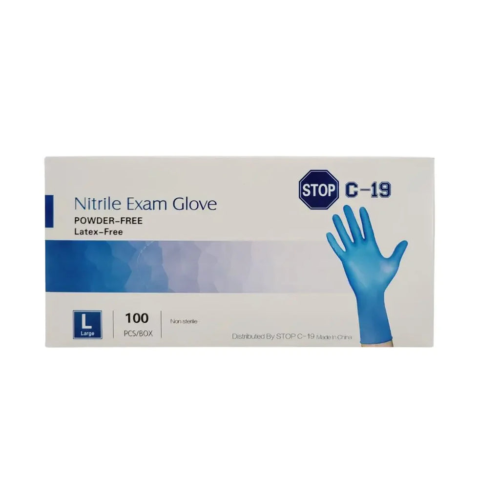 MEDIUM NITRILE EXAM GLOVE POWDER FREE LATEX FREE - STOP C-19