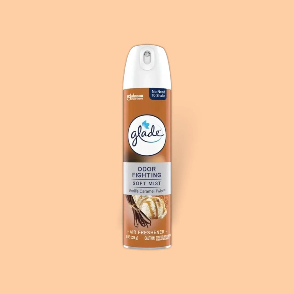 GLADE ODOR FIGHTING SOFT MIST VANILA CARAMEL TWIST SCENT 8 OZ