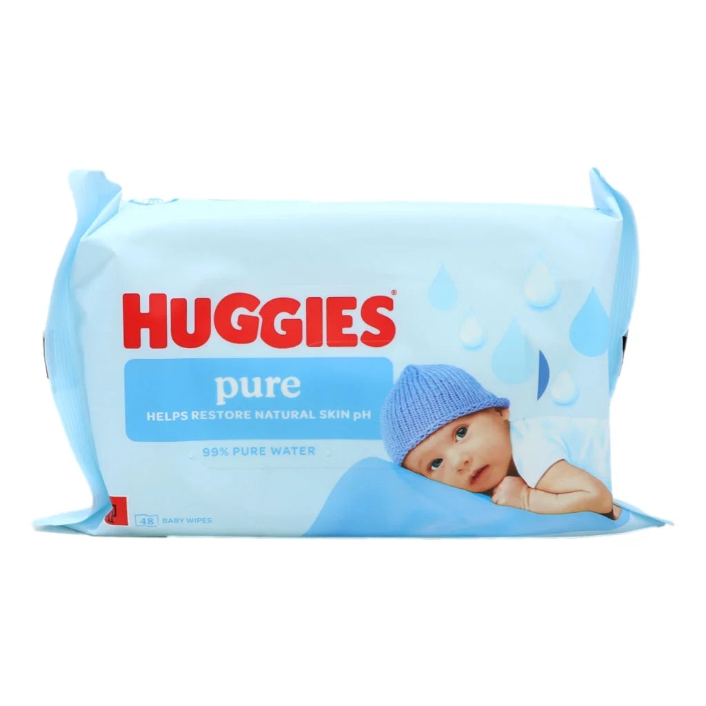 HUGGIES PURE BABY RESTORE NATURAL SKIN PH 99% WATER WIPES 48 PCS