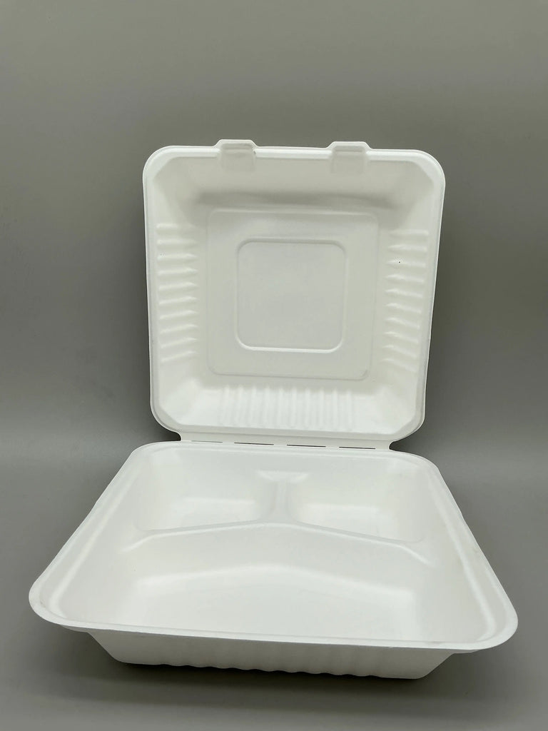 9*9*3 COMP CONTAINER COMPOSTABLE FIBER WHITE