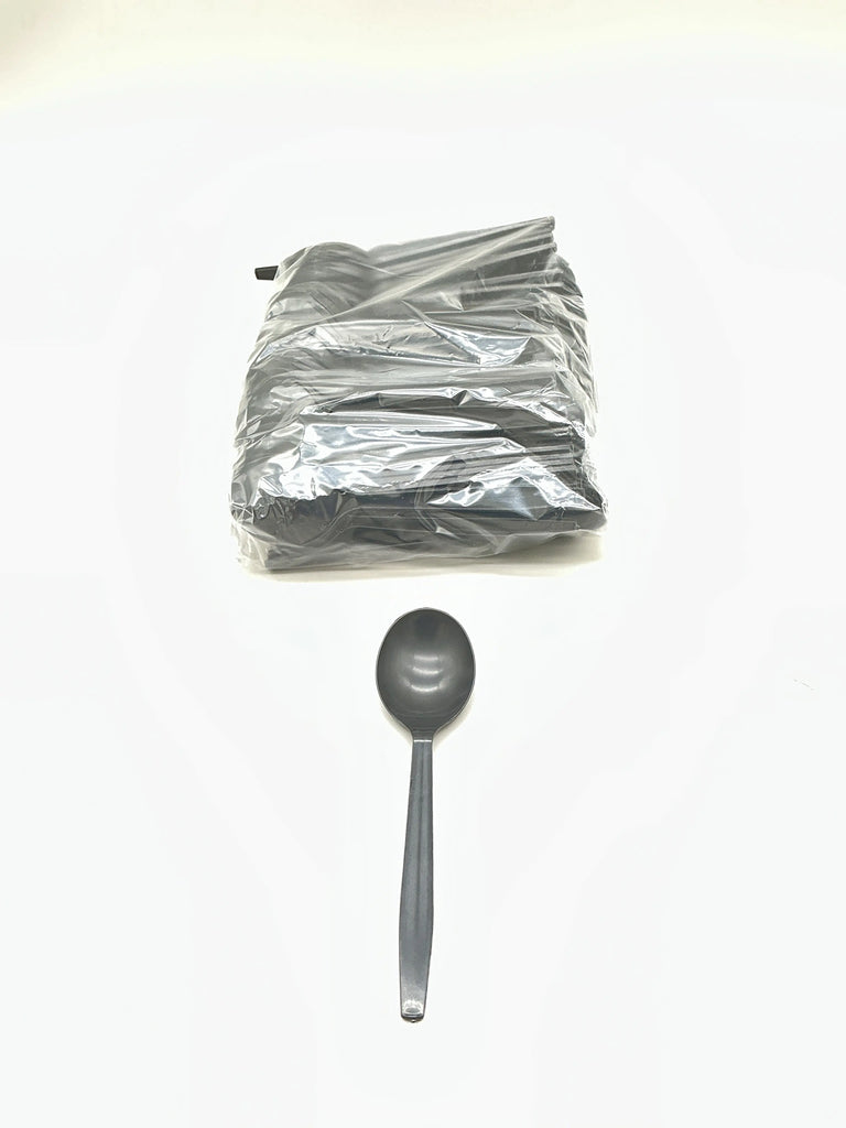 6.5 " BLACK EXTRA HEAVY WEIGHT PLASTIC SOUP SPOON