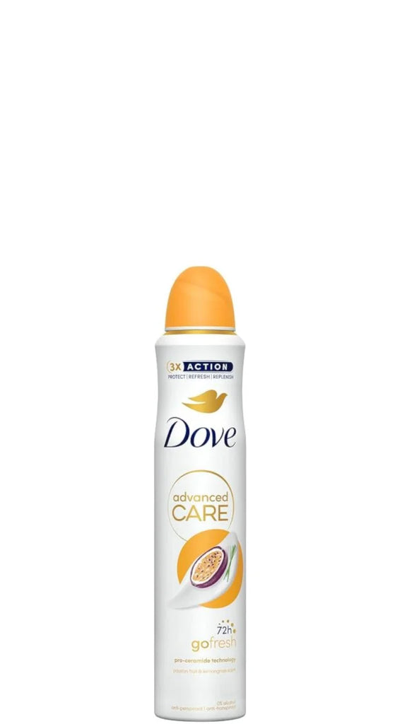 DOVE BODY SPRAY DEODORANT 250 ML ADVANCED CARE PASSION FRUIT AND LEMONGRASS