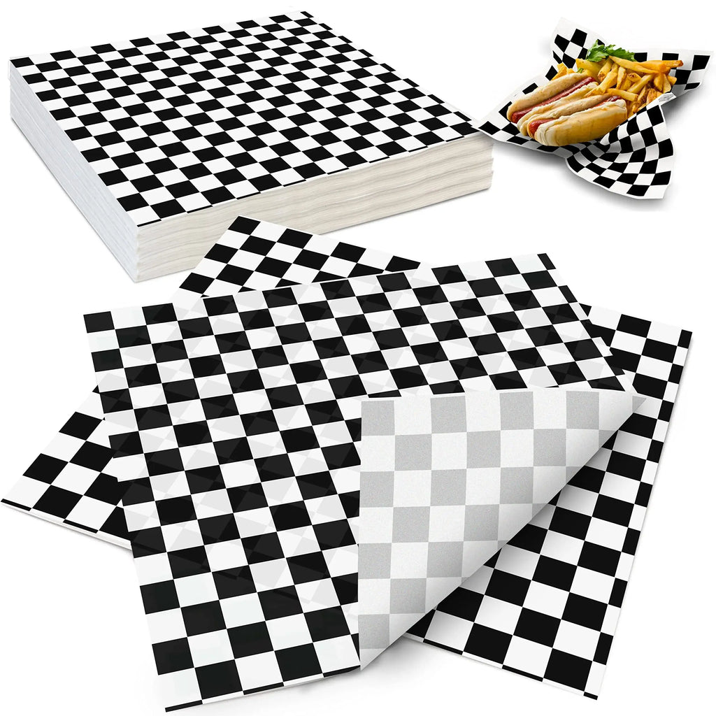 FOOD WRAP / WHITE GREASE BLACK CHECKER 12*12