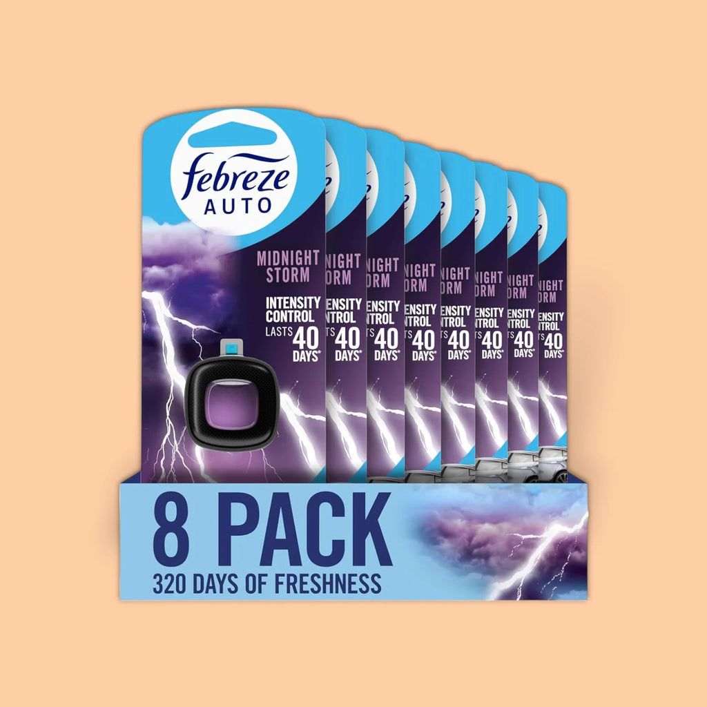 FEBREZE CAR VENT CLIP MIDNIGHT STORM 8 PCS