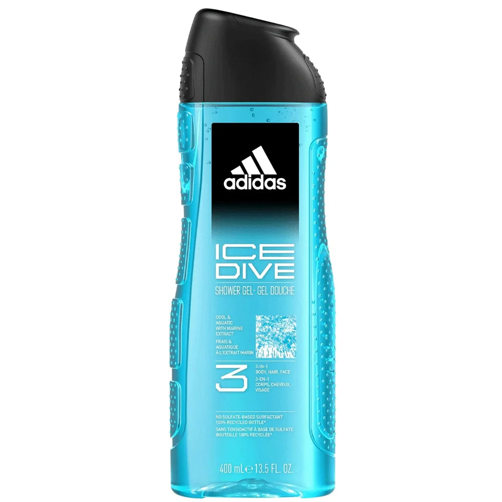 ADIDAS SHOWER GEL 3 IN 1 BODY/HAIR/FACECOOL AND AQUATIC WITH MARINE EXTRACT 400 ML