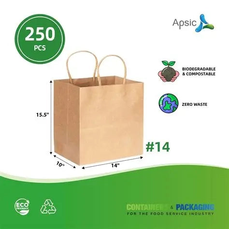 #14 KRAFT PAPER BAG WITH TWIST HANDLE 14*10*15.5