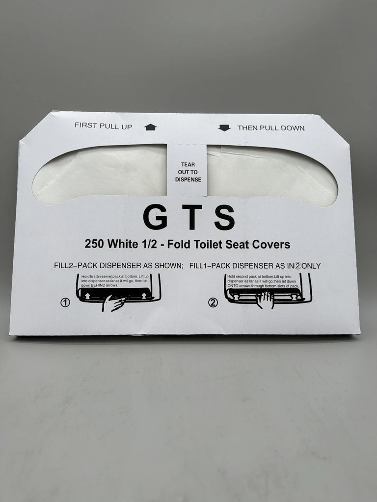WHITE 1/2 - FOLD TOILET SEAT COVERS - GTS