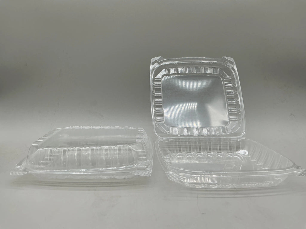 8*8*1 COMP PP CLEAR HINGED FOOD CONTAINER SHALLOW