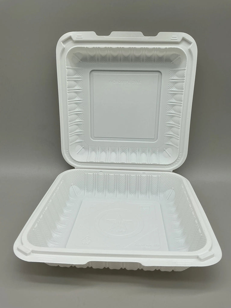 9*9*1 COMP PP HINGED FOOD CONTAINER WHITE