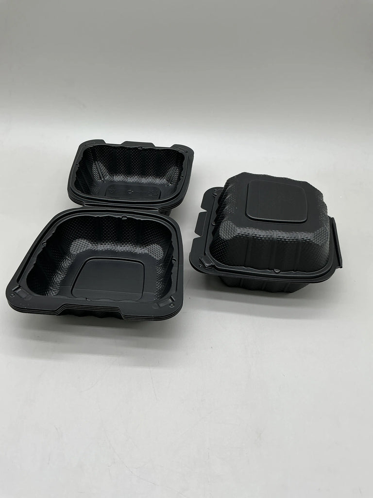 6*6*1 COMP PP HINGED FOOD CONTAINER BLACK