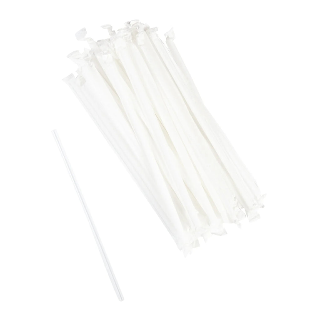 7.75" CLEAR STRAIGHT JUMBO STRAWS (PAPER WRAPPED)