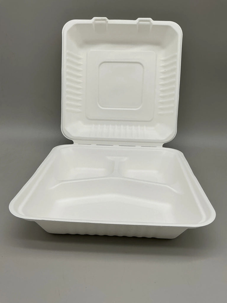 9*9*3 COMP PP HINGED FOOD CONTANIER WHITE