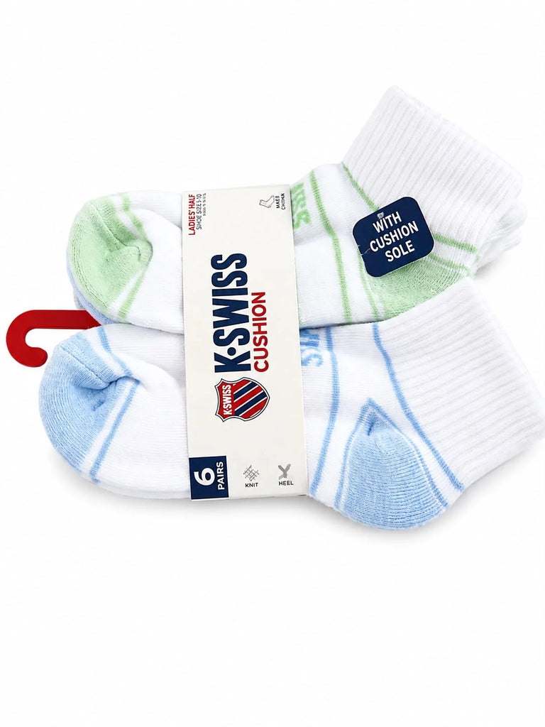 K- SWISS 6 PAIRS OF SOCKS LADIES SIZE 4-10