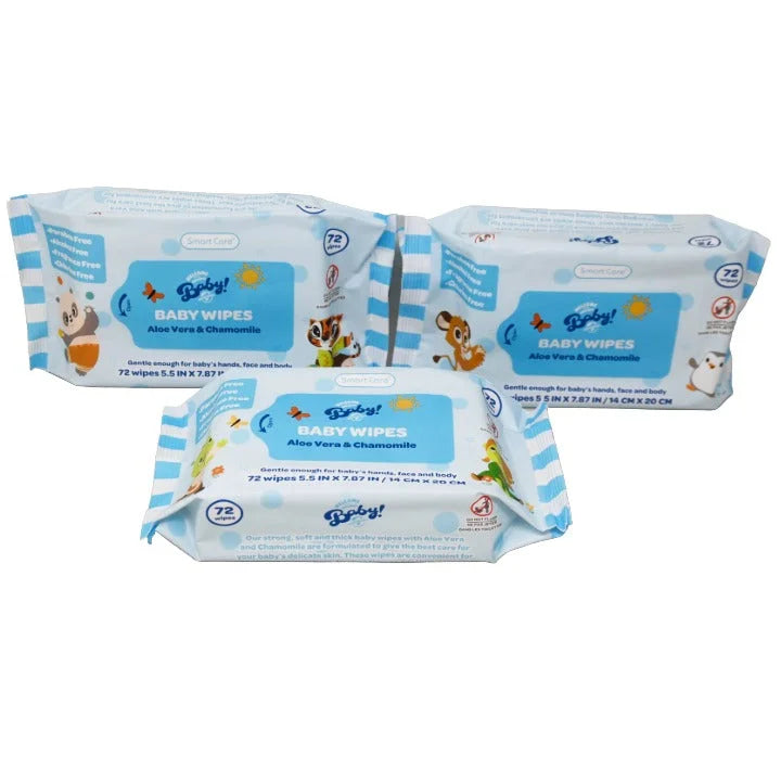Smart care baby wips - alo vera & chamomile 72 PCS