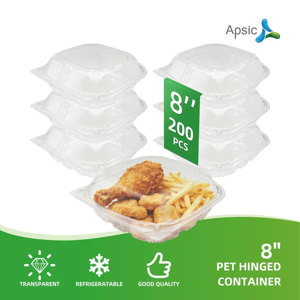 8" PET HINGED CONTAINER