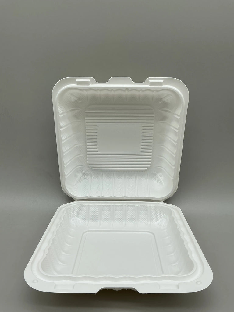 8*8*1 COMP PP HINGED FOOD CONTAINER WHITE