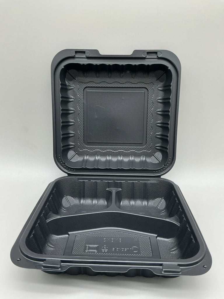 8*8*3 COMP PP HINGED FOOD CONTAINER BLACK