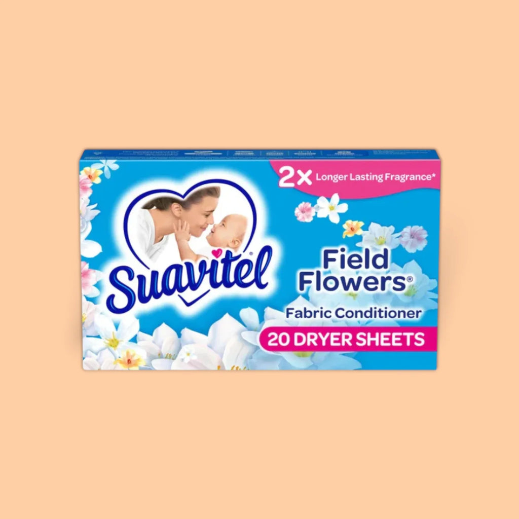 SUAVITEL COMPLETE FABRIC SOFTENER DRYER SHEETS FIELD FLOWERS 18 SHEETS