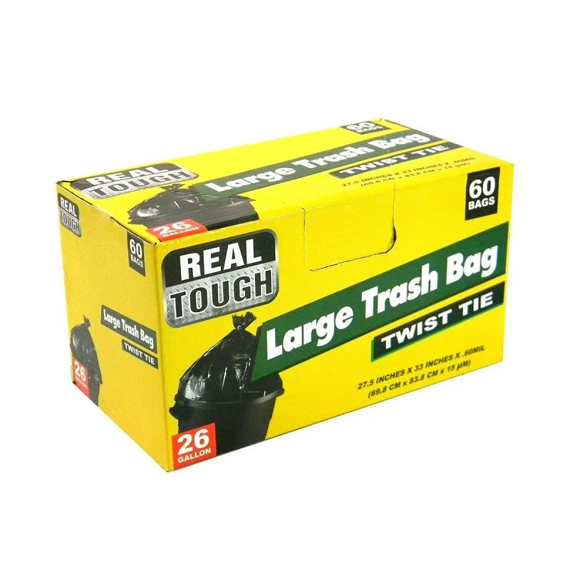 LARGE TRASH BAGS 26GAL - REAL TOUGH