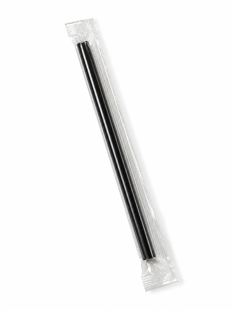 8" PLASTIC BOBA STRAWS BLACK WRAPPED