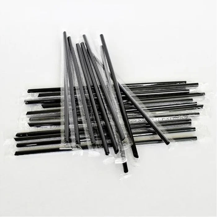 8" PLASTIC SHARP STRAWS BLACK