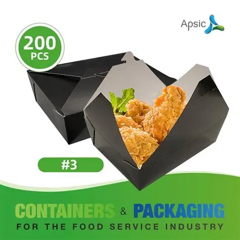 #3 BLACK PAPER TAKE-OUT BOX 8.5*6.25*2.5