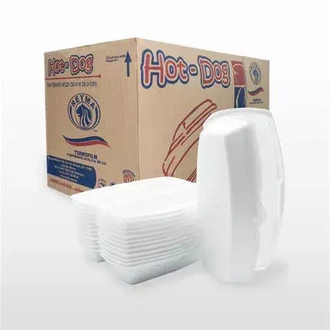 7.5*3 WHITE HINGD FOAM CONTAINER HOT DOG - REYMA