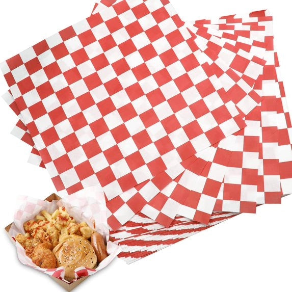FOOD WRAP / WHITE GREASE RED CHECKER 12*12