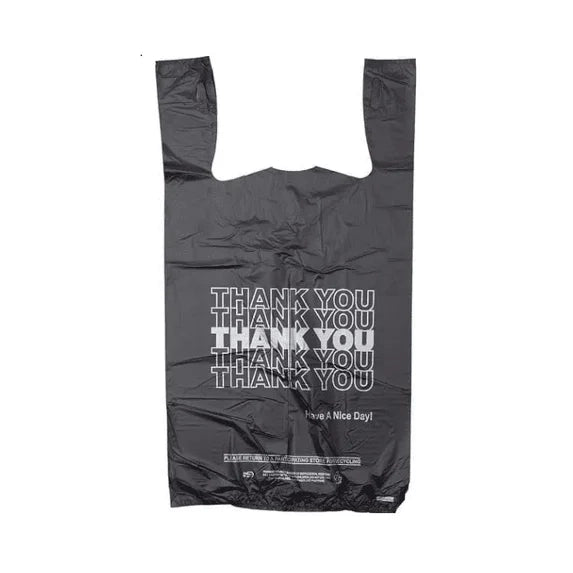 12" * 7" * 22" T-SHIRT CARRY OUT BAGS BLACK