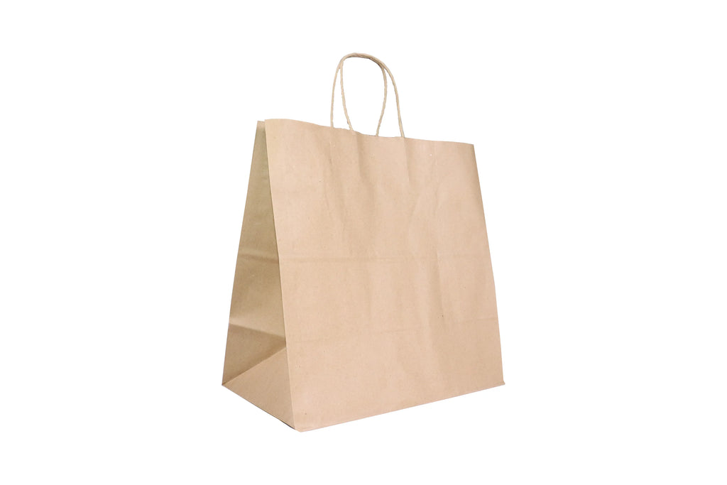 #10 Paper Bags With Twisted Handle-Kraft-X Large W13"xB7"xL13