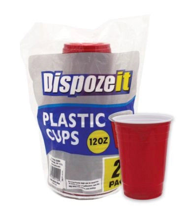 12 OZ PLASTIC CUP 2 TONE RED & WHITE