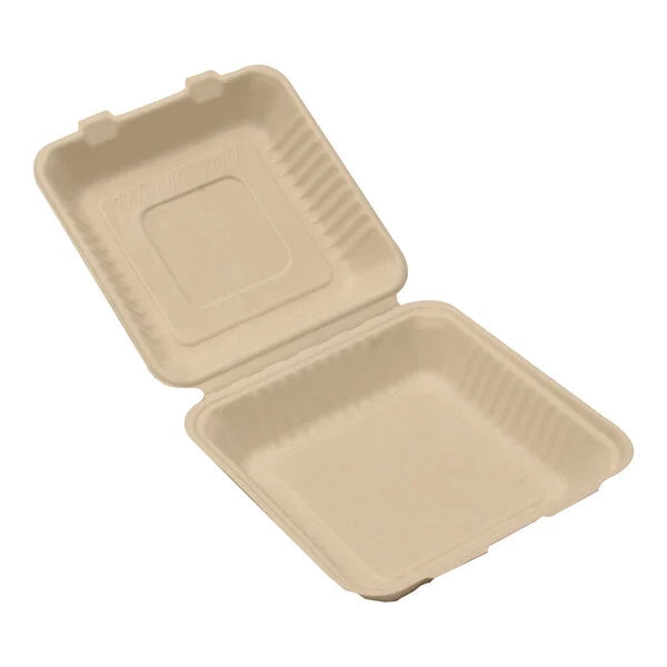 8*8*1 COMP HINGED BAGASSE FOOD CONTAINER
