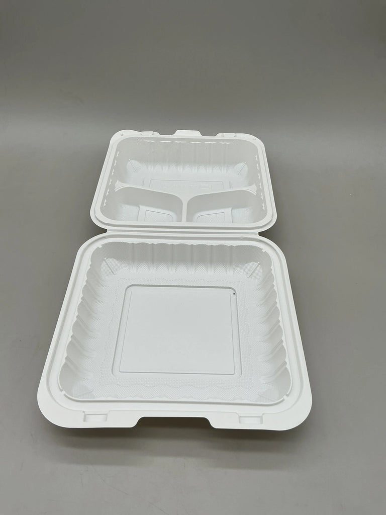 8*8*3 COMP PP HINGED FOOD CONTAINERS WHITE