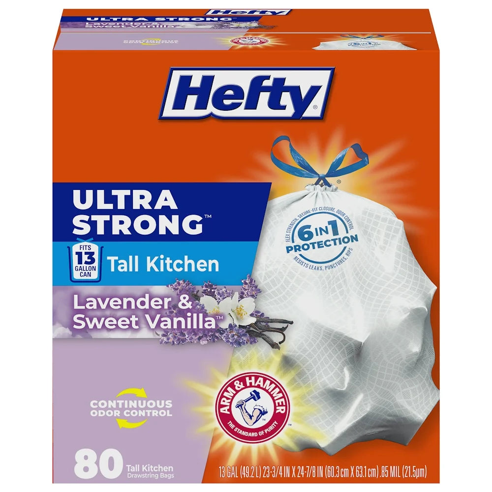 ULTRA STRONG LAVENDER AND SWEET VANILLA TRASH BAG 13GAL - HEFTY