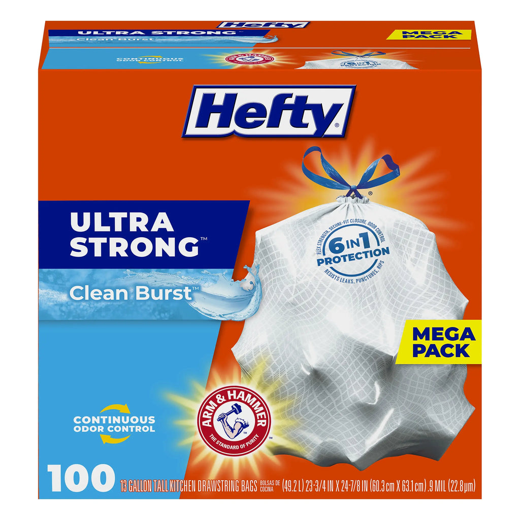 ULTRA STRONG CLEAN BURST TRASH BAG 13GAL - HEFTY