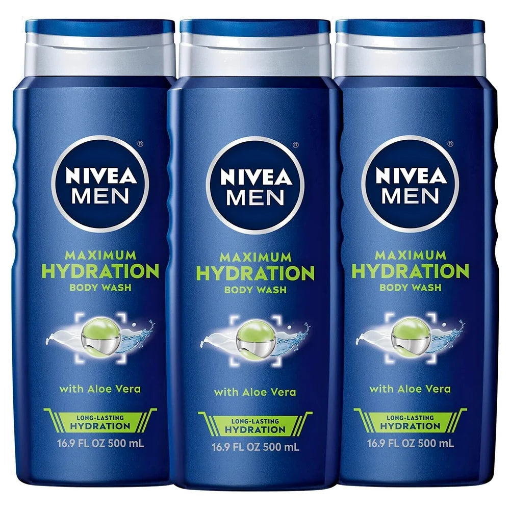 NIVEA MEN MAXIMUM HYDRATION 3 IN 1 BODY WASH ALPE VERA 500 ML