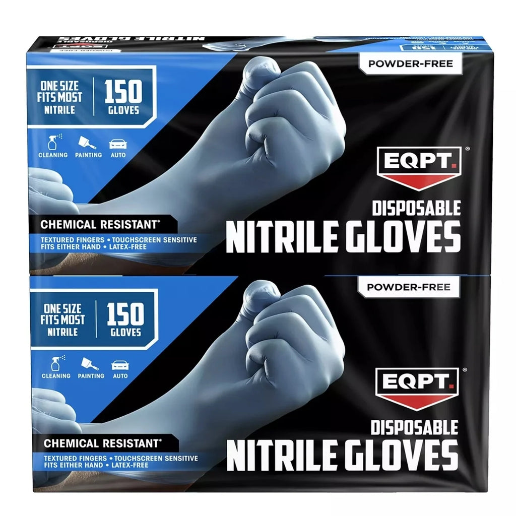 DISPOSABLE NITRILE POWDER FREE EXAMINATION GLOVES ONE SIZE - EQPT