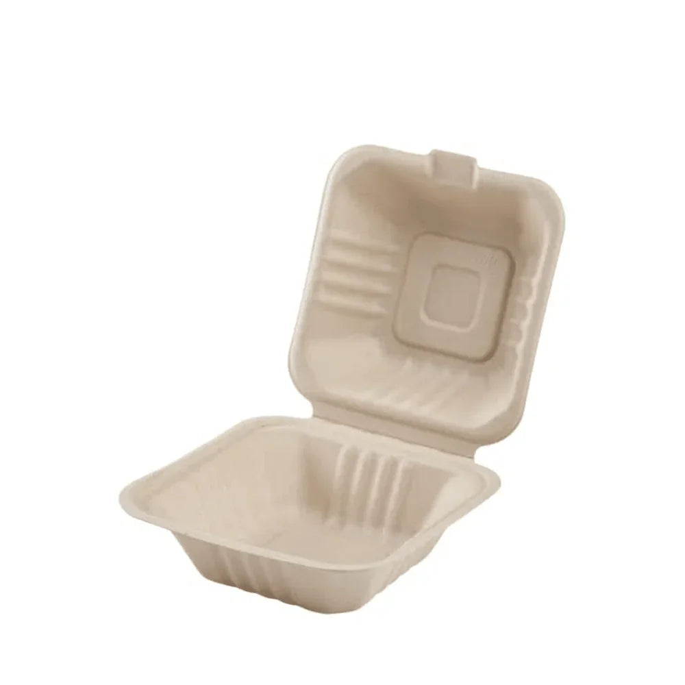 6*6*1 COMP HINGED BAGASSE FOOD CONTAINER