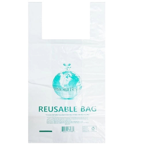 12" * 7" * 22" REUASABLE T-SHIRT CARRY OUT BAGS WHITE LDPE