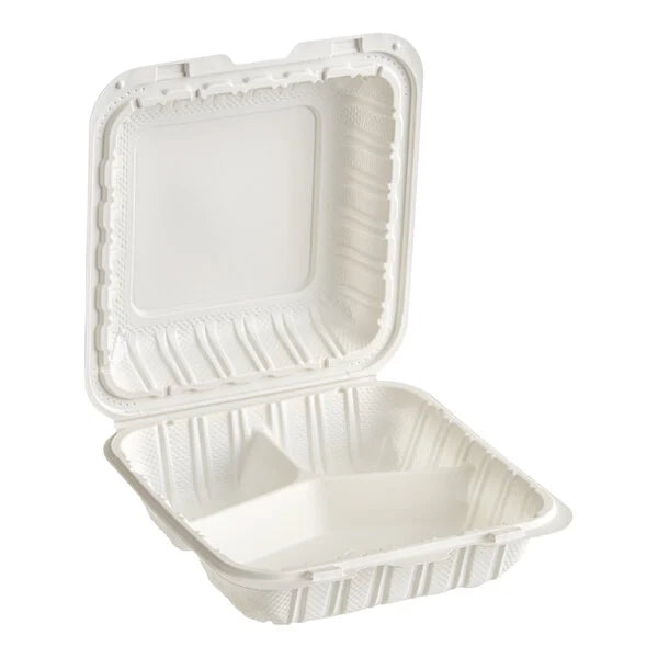 8*8*3 COMP HINGED WHITE FOOD CONTAINER