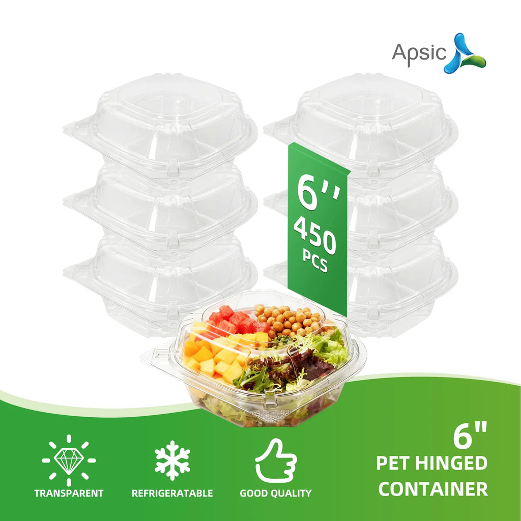 6" PET HINGED CONTAINER