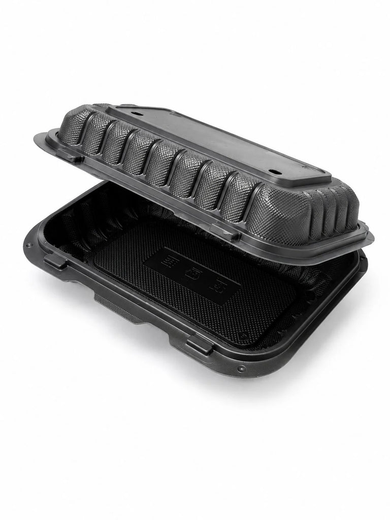 9*6*1 COMP PP BLACK HINGED FOOD CONTAINER