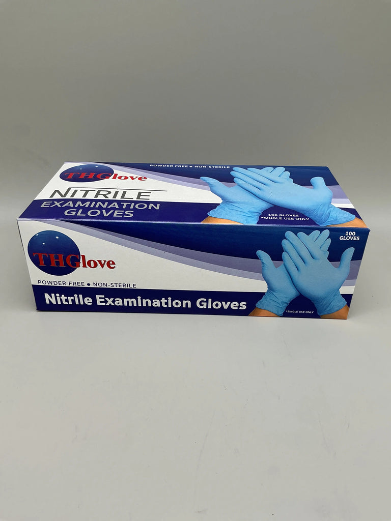BLUE NITRILE EXAMINATION GLOVES POWDER FREE AND NON-STERILE LARGE SIZA - THGLOVE