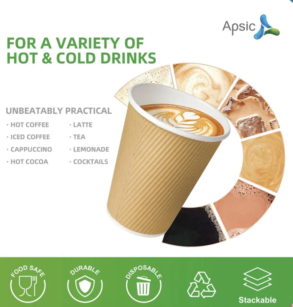 12 OZ DOUBLE WALL RIPPLE KRAFT PAPER HOT CUP