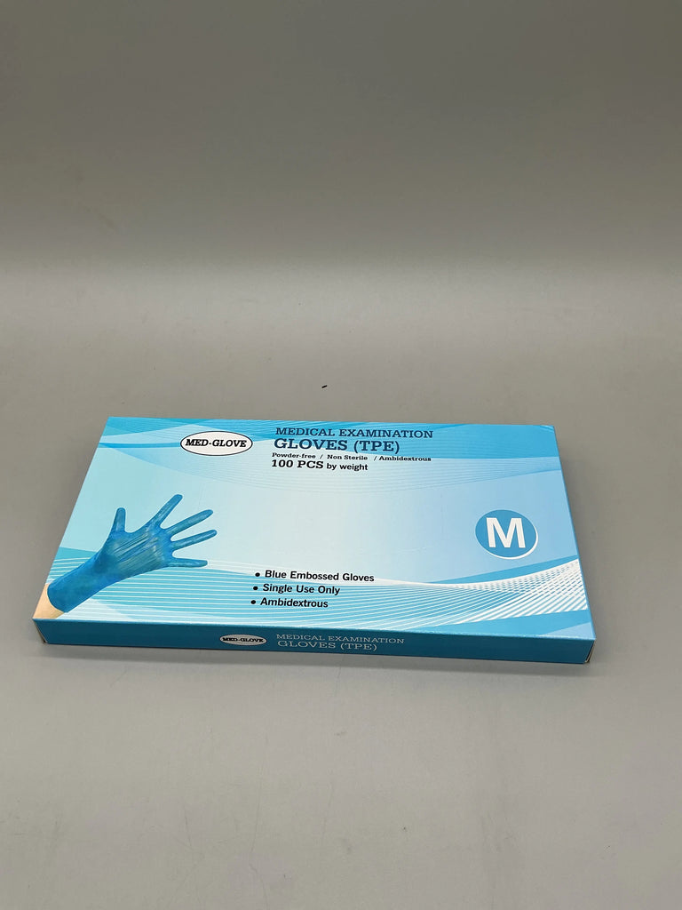 BLUE MEDICAL EXAMINATION GLOVES MEDIUM SIZE - MED GLOVE