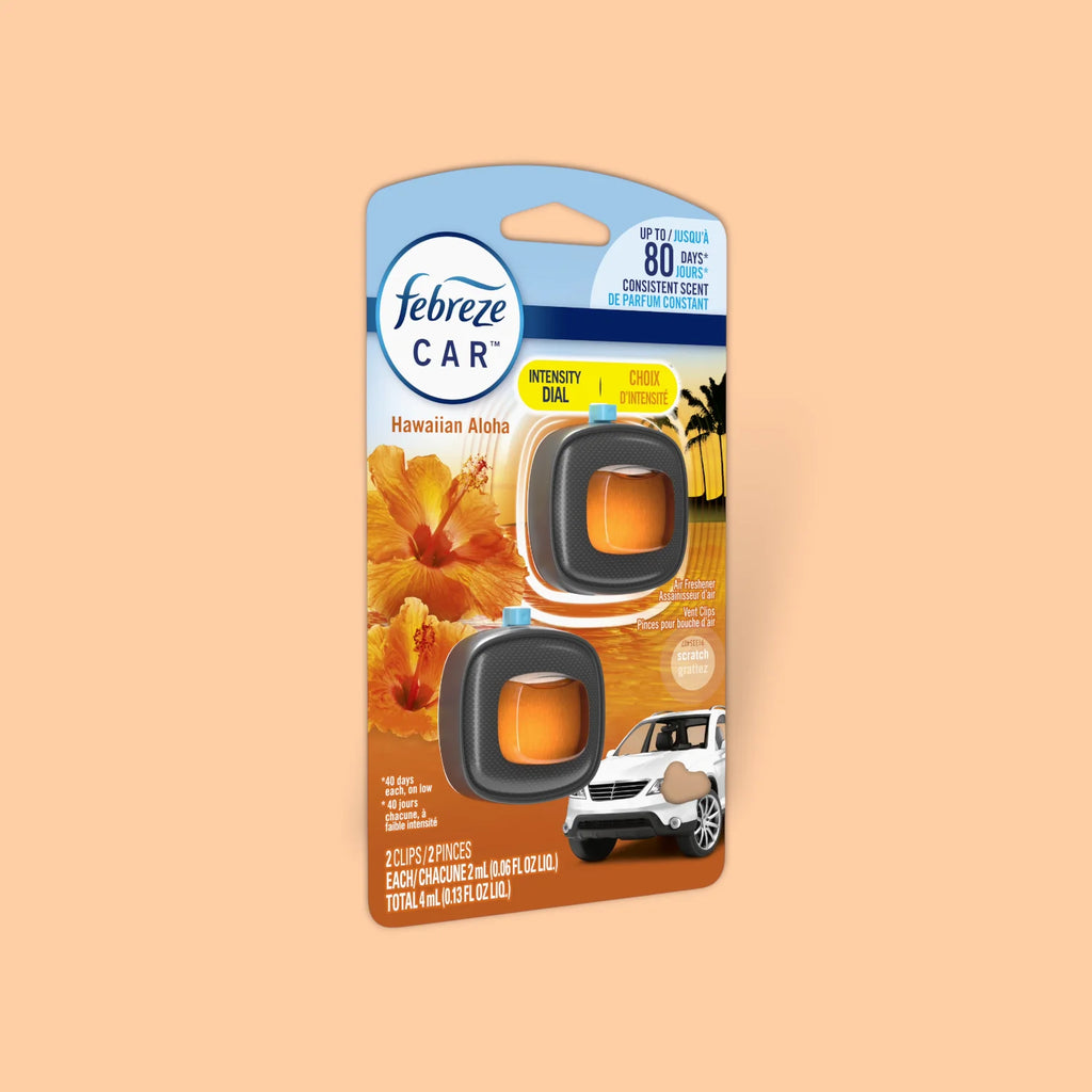 FEBREZE CAR VENT CLIP HAWAIIAN ALOHA 8 PCS