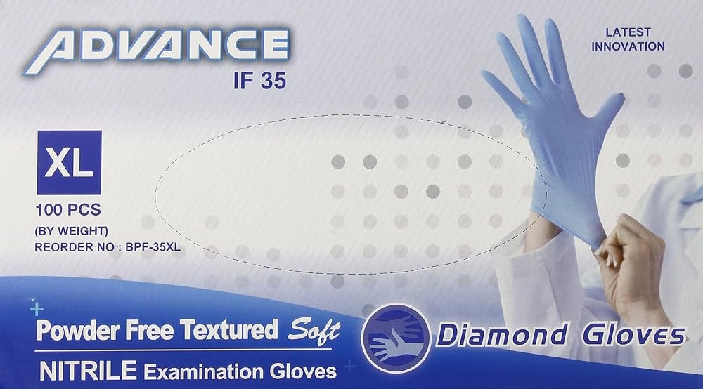 POWDER FREE TEXTURED SOFT NITRILE EXAMINATION GLOVES XL - ADVANCE