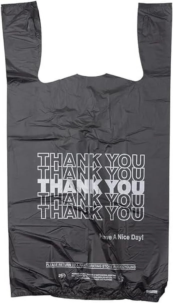 11.4" * 6.3" * 21.6" T-SHIRT CARRY OUT BAGS BLACK 17 MIC